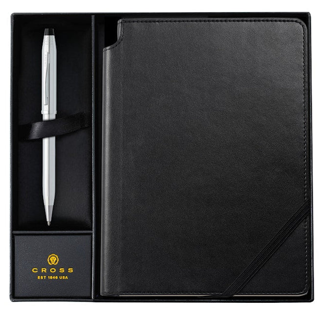 CenturyIILustrousChrome3502WG_1MBallpointClassicBlackJournalGiftSetinBox